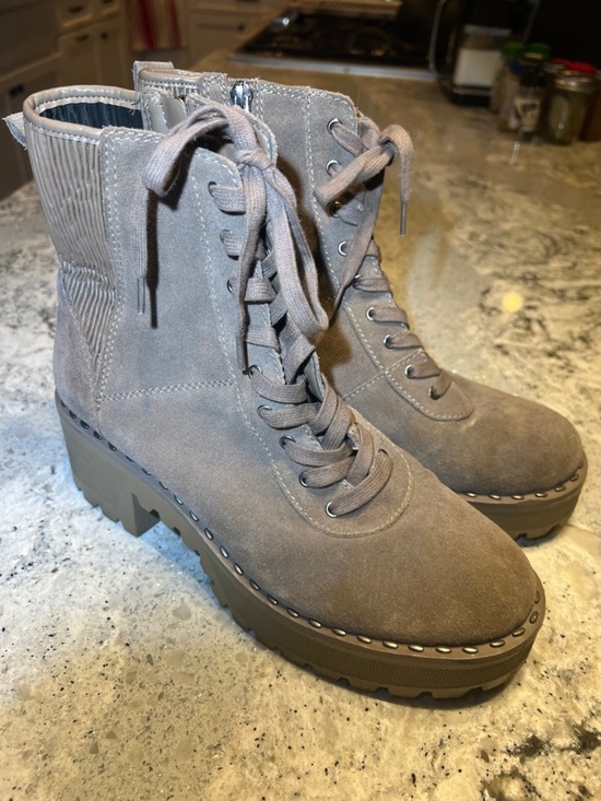 Vince Camuto Shoes - NEW Vince Camuto Mabrela Suede Platform Combat Boots - Taupe - Size 9.5